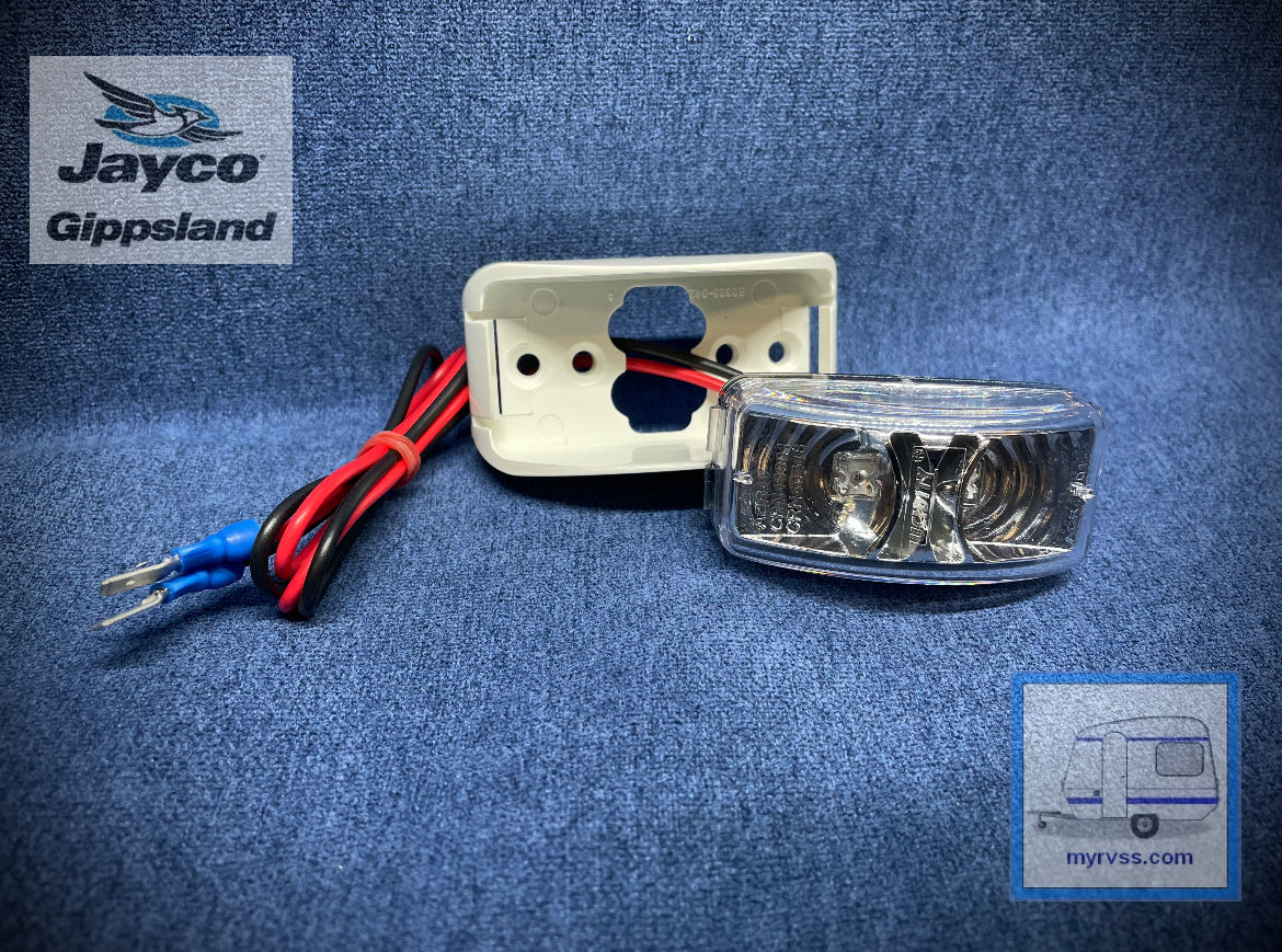 Coast RED/AMBER Side LED Marker Light Clear Lens White Base Jayco