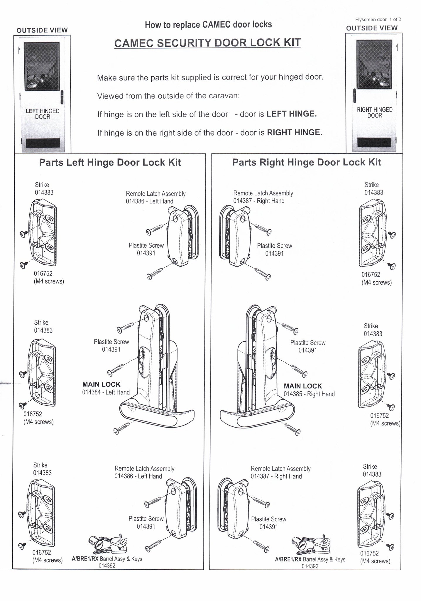 3 Point Door Lock Worksheet.pdf Camec 3 Point Main Door Lock RIGHT Hand Hinge – Jayco Gippsland RV ...