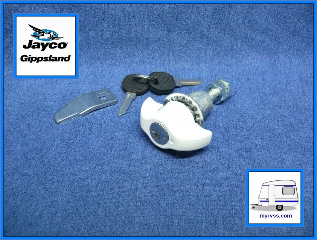 Jayco White Boot Lid Lock SINGLE + 2 Keys